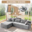 Canapé modulaire en forme de L de 108 po sans dossier, en mousse à mémoire de forme avec méridienne surdimensionnée pour le salon, gris, faisant face à la gauche-380551185-433862765-433862767
