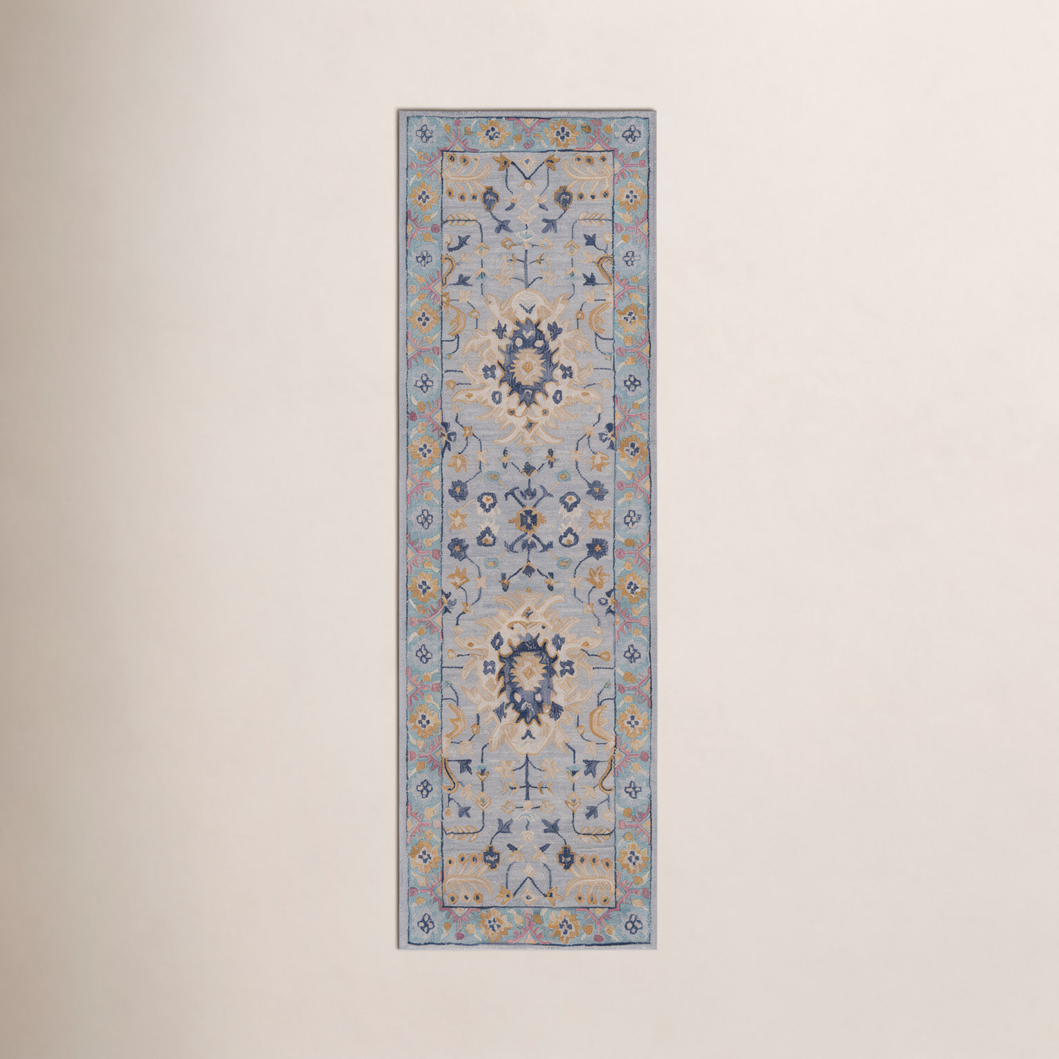 Adrien Blue Hand-Tufted Wool Oriental Rug, Runner 2'3" x 8'