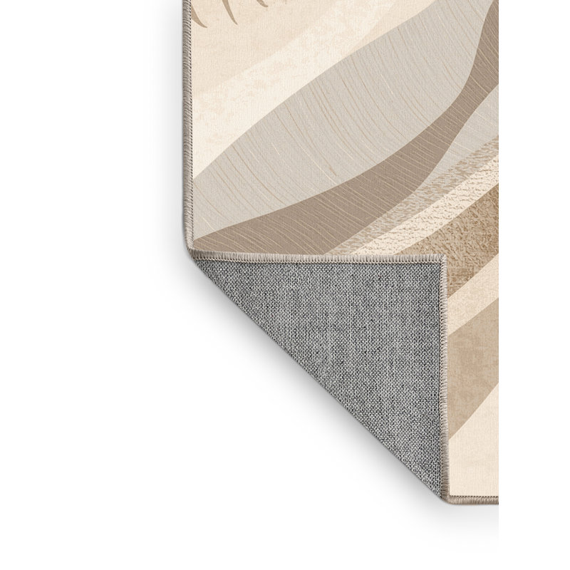 Tapis beige délavé à la machine Ortmund Coconut Palm, 6 X 9