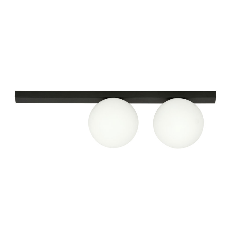 Glass Flush Mount, 21cm H x 50cm W x 20cm D, White