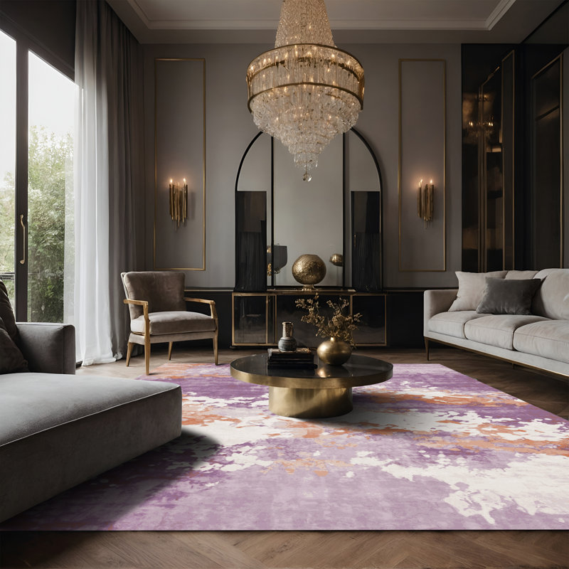 Tapis beige soyeux et moelleux, Rectangle 2 pi x 3 pi
