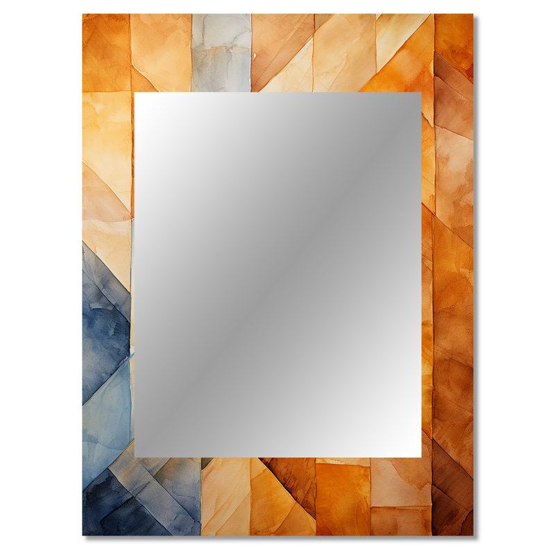 Topaz Tessellation I - formes abstraites de miroir mural, grand miroir moderne, impression d'art en métal, 40 po x 30 po