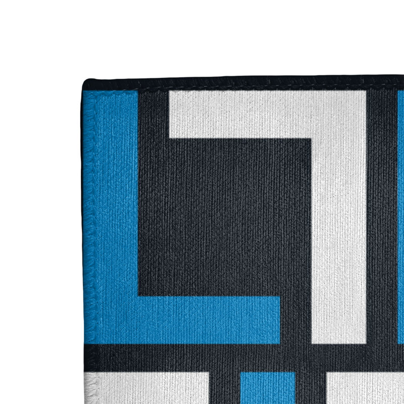 Tapis géométrique bleu marine / blanc cassé, Rectangle 5 pi x 7 pi
