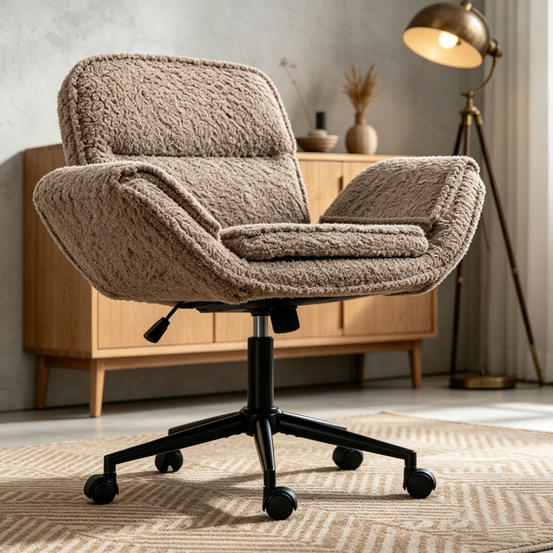 Chaise de bureau Criss Cross, Ourson en molleton, Brun