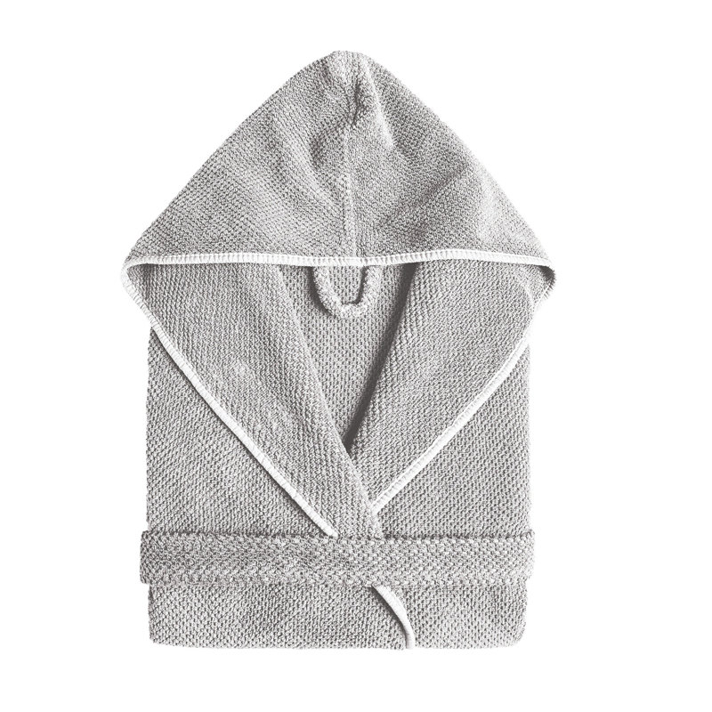 Bee 100% Cotton Waffle Bathrobe, L, Silver