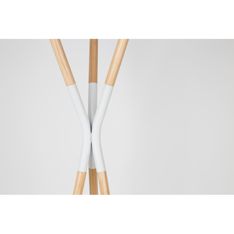 Pinnacle Solid Wood Freestanding 3 - Hook Coat Rack, White