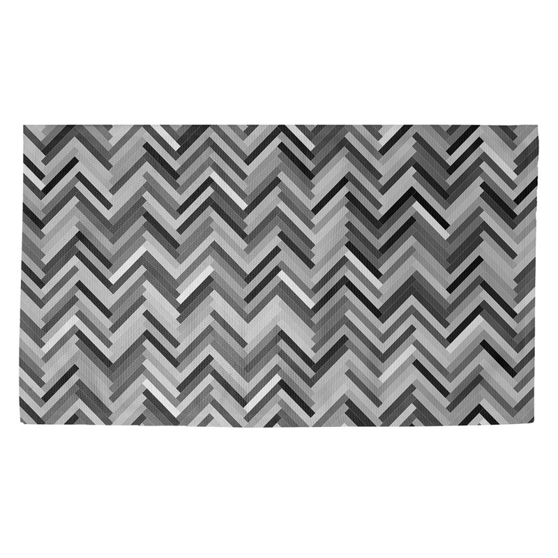Tapis de zone en nuances de gris chevrons Mcguigan, Rectangle 2 pi x 3 pi