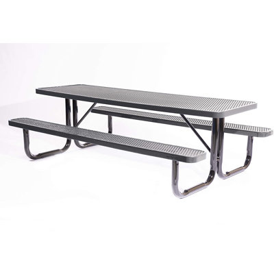 COATEDOUTDOORFURNITURE Table de pique-nique rectangulaire de 2,44 m (8 pi), extensible, noire