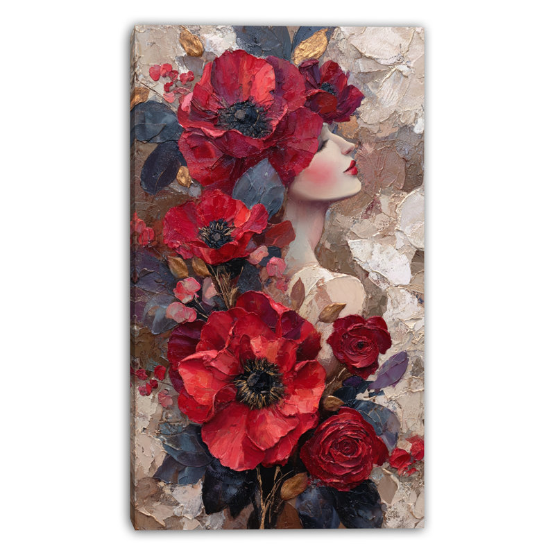 Art mural sur toile tendue Crimson Petal, L 24 po x H 42 po x P 1,5 po
