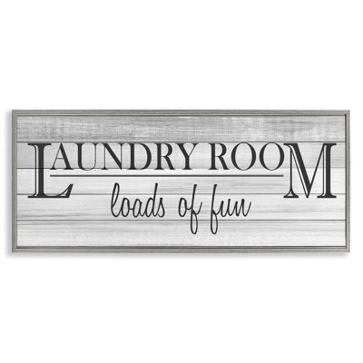 «Fun Laundry Room», mot amusant, salle de bain en noir et blanc, surdimensionné, surdimensionné, giclée, art texturé, par Kimberly Allen