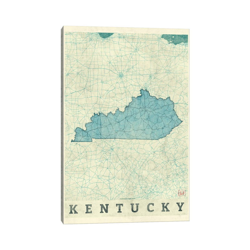 Kentucky Map by Hubert Roguski - Wrapped Canvas Print, 101.6 cm H x 66.04 cm W x 1.91 cm D