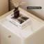 Vallux White Leather 3-Drawer Nightstand with Sintered Stone Top and USB Port
