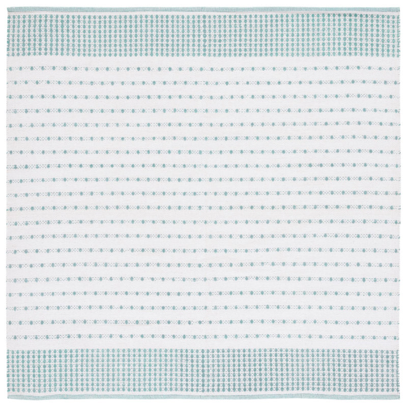 Aitken Flat Weave Cotton Geometric Rug, Square 6'