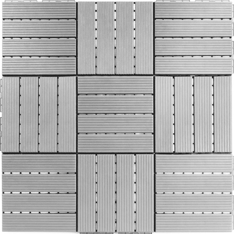 Carreau de terrasse à emboîtement en plastique L 36,75 po x l 36,75 po, Gris clair