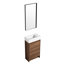 Meuble-lavabo autoportant de 18 po avec lavabo simple. Composition de précision de l'armoire en contreplaqué. Bassin en céramique. Ébène brun pour les petites salles de bain Portes gracieuses à fermeture douce.