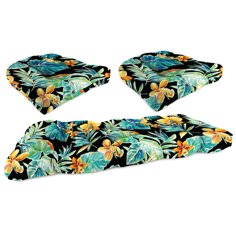 Outdoor Wicker Cushion Set for Bench and 2 Seats, Colsen Noir