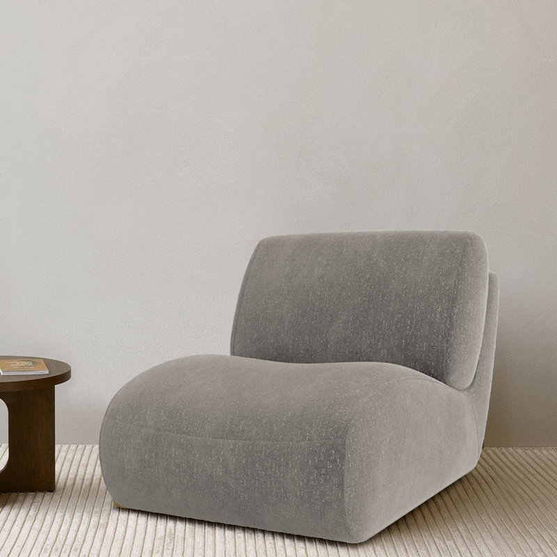 Nita Swivel 84.1 Cm Wide Swivel Lounge Chair, Taupe Chenille/Foam Padding