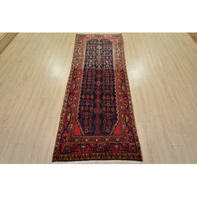 Tapis oriental rétro en laine noué à la main 3 pi 11 po x 9 pi 4 po Tribal Vintage