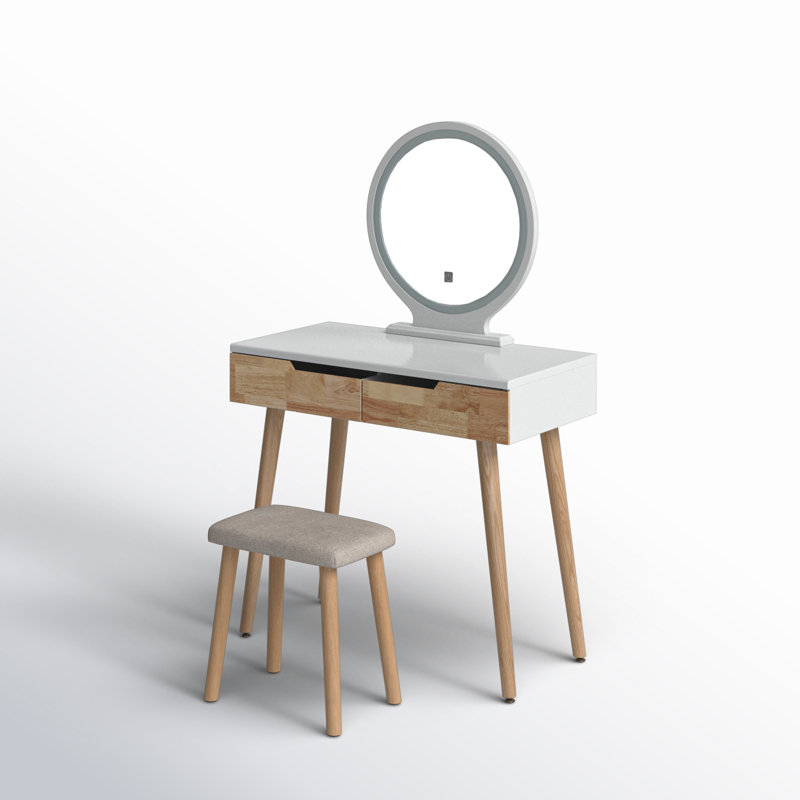 Rowell Vanity Table Set with Adjustable Mirror & Organizer