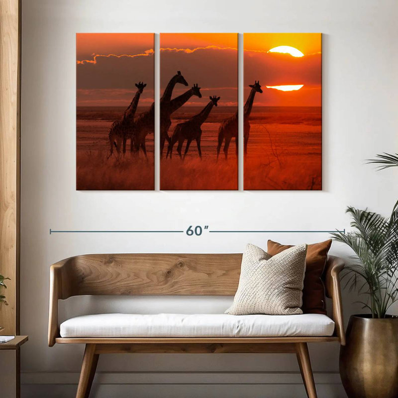 Girafes d'Afrique itinérantes, H 32 po x l 50 po