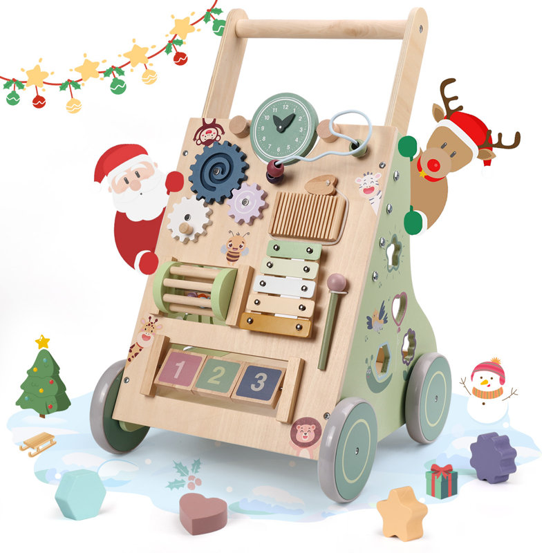 Jouet d'éveil Montessori en bois à pousser, avec vitesse et hauteur réglables, centre d'activités à pousser, cadeau pour garçons et filles