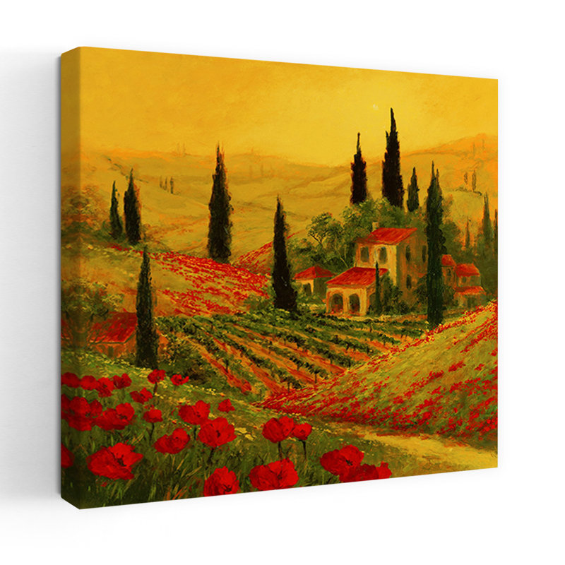 Coquelicots de Toscano II, art contemporain de fleur de coquelicot, H 32 po x l 32 po