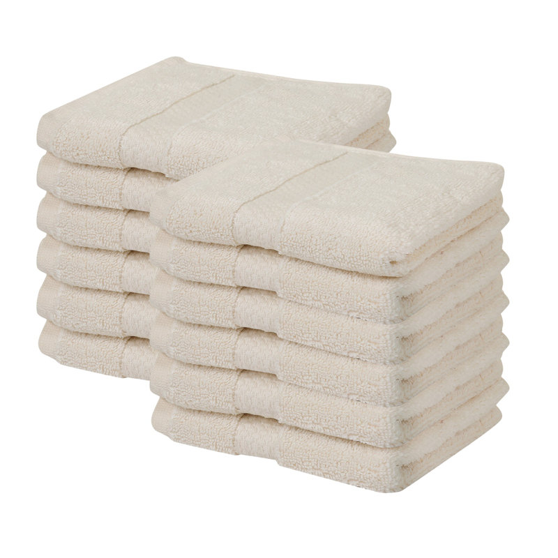 Ensemble de débarbouillettes 100% coton Splash Splash, débarbouillettes et débarbouillettes en coton doux absorbant 550 g / m² pour salle de bain, spa et usage quotidien, certifié OEKO-TEX, paquet de 12, sable