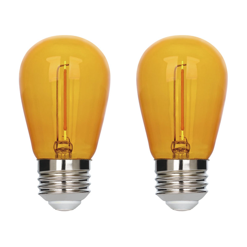 Ampoule à filament omnidirectionnel vert S14 de 2 watts (équivalent à 40 watts) à culot moyen (E26), paquet de 2, Yellow