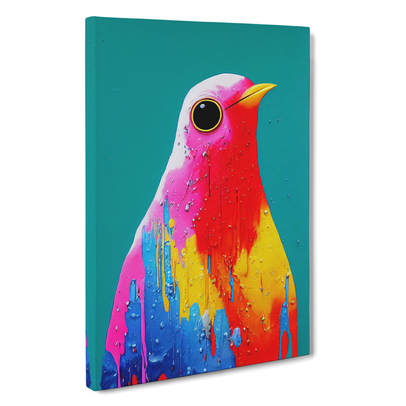 Dripping Paint Bird No.1 Abstract - Wrapped Canvas Print, 50cm H x 35cm W
