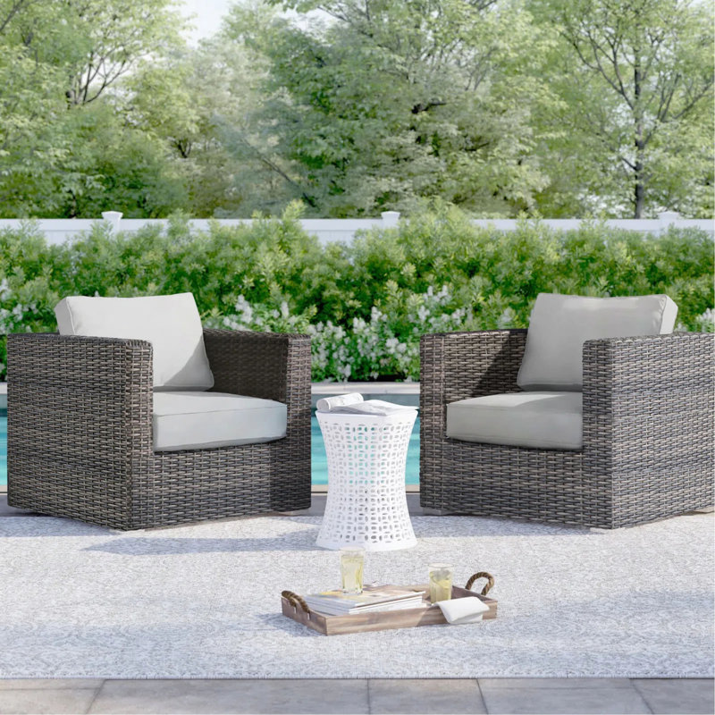Chaise de patio entièrement assemblée avec coussins, 2, Gris clair, Gris foncé