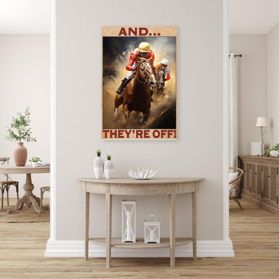 Horse Racing They Re Off - 1 Piece Rectangle Graph " Horse Racing They Re Off - 1 Piece Rectangle Graphic Art Print On Wrapped Canvas "