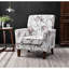 Fauteuil à motifs en mélange de polyester, structure en bois de bouleau massif avec pieds fuselés bruns, chaise d'appoint rembourrée de mousse avec garniture pour le bureau du salon