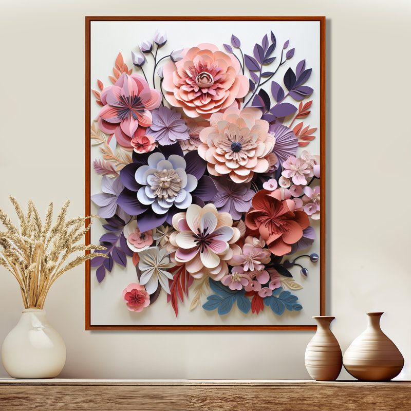 Fleurs d'hortensia mauve et rose - hortensia, art mural, Cadre flottant brun, bois massif, H 20 po x l 12 po x P 1 po