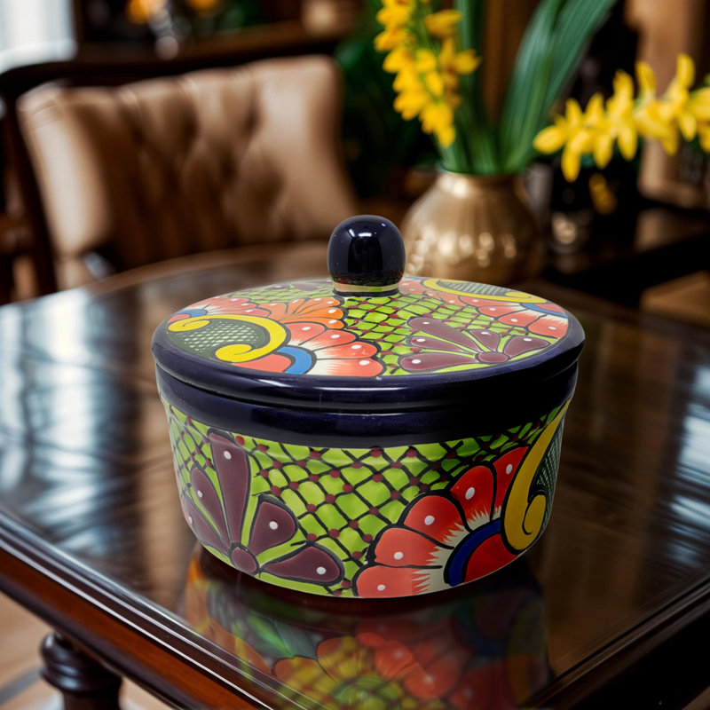 Round Lidded Tortilla Server - Green