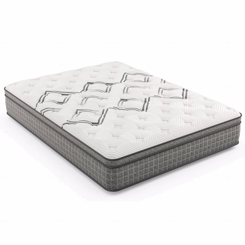 Matelas hybride 12,5 po en cuivre rafraîchissant avec plateau luxueux Euro, Grand lit