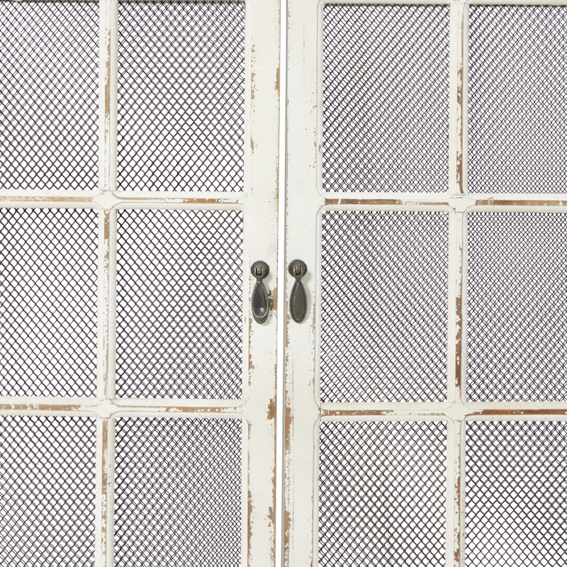 Cream Wood Windowpane Arched Wall Mirror with Distressed Finish