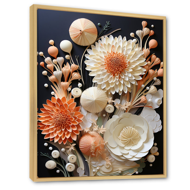 Fleurs de corail abstraites I sur toile, Cadre naturel flottant, H 32 po x l 16 po x P 1 po