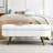 Home Decor In White Linen With Rubber Wood Construction Fabric Seat Solid Legs-1764792915