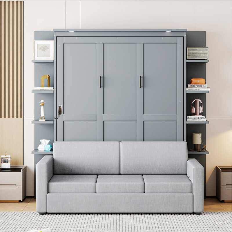 Lit escamotable avec lit tapissier Murphy, Gris