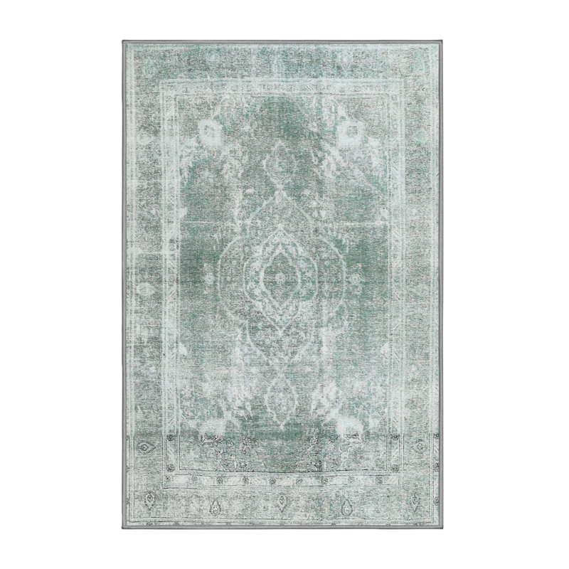Tapis contemporain vert mer, Rectangle 2 pi x 5 pi
