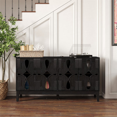 Buffet Mid-Century moderne avec rangement spacieux et tablettes réglables, parfait pour le salon et le vestibule
