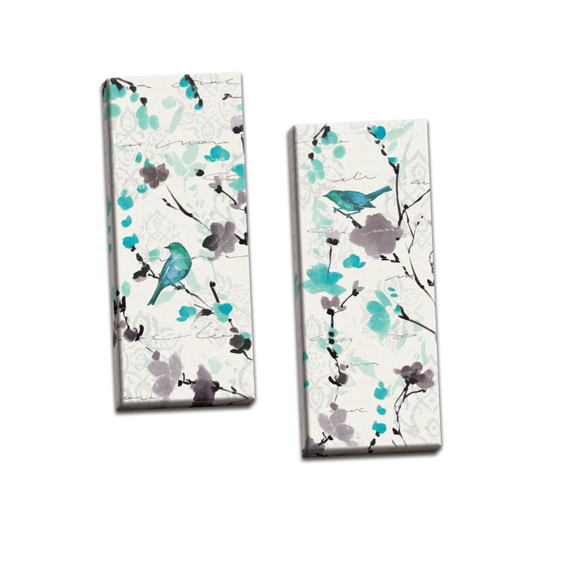«Beautiful Teal and Grey» par Pela, ensemble de 2 reproductions d'art sur toile sans cadre, H 36 po x l 12 po x P 1,5 po