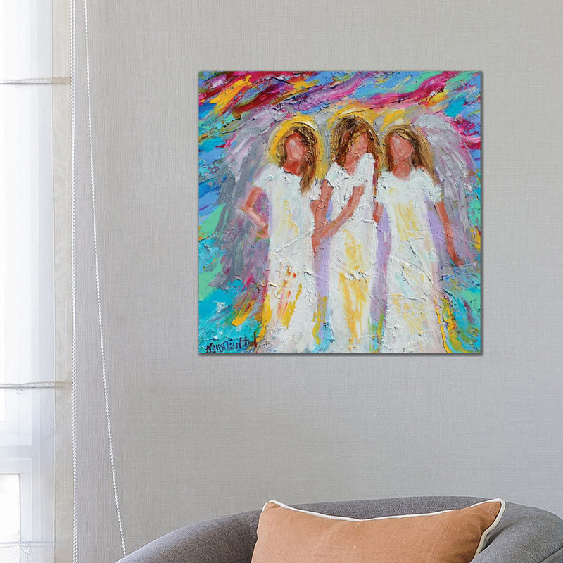 Angel Friends 1 Piece Wrapped Canvas Painting, 66.04 cm H x 66.04 cm W x 3.175 cm D