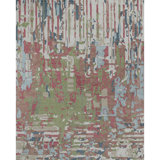 Cascades Hand-Tufted Indoor Rug Abstract Impressionist Pink Green Blue 