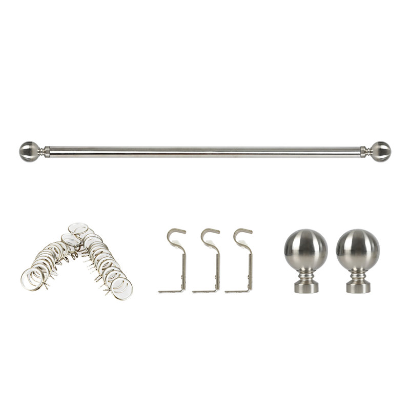 Gretna Steel Adjustable 76cm to Curtain Pole Set, 2.2cm H x 221cm W x 2.2cm D, Satin Nickel