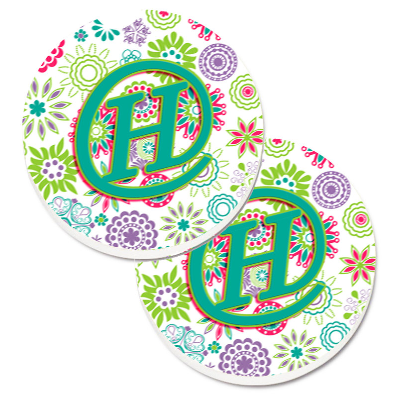 Sous-verre voiture de voiture fleurs initial, H