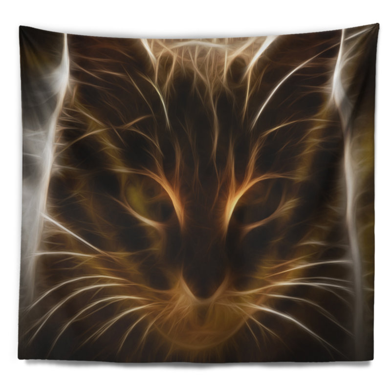Illustration de chat fractal brillant, H 78 po x l 92 po