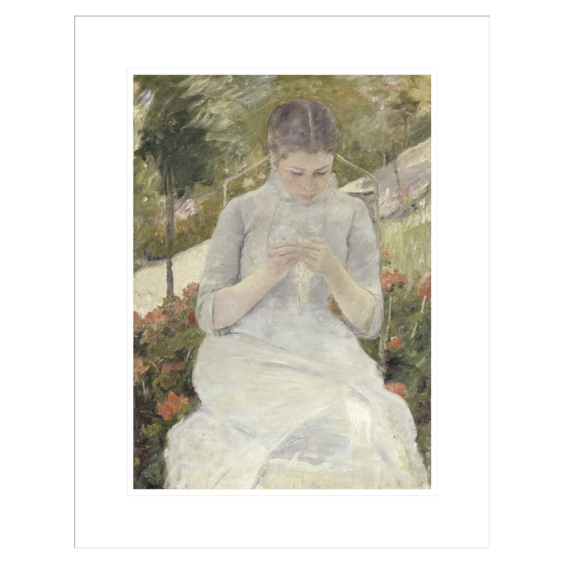 «Girl in the Garden» par Mary Cassatt, impression giclée sur cadre, H 21,75 po x l 17,23 po