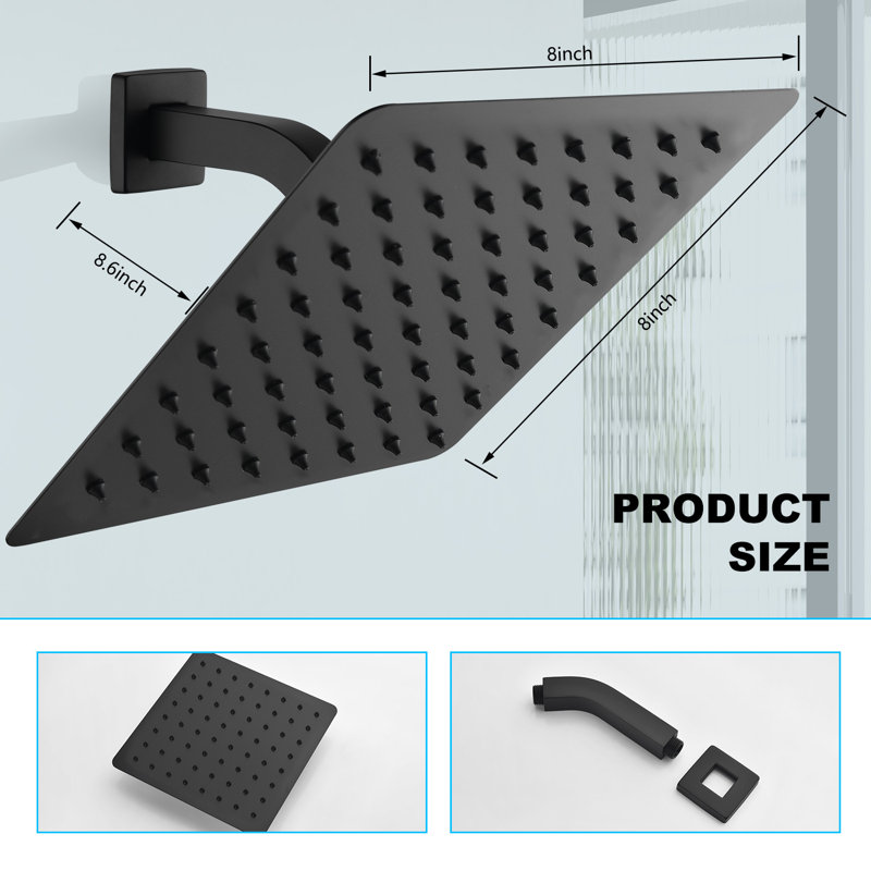 Rain Fixed Shower Head 1.8 GPM GPM, Matte Black