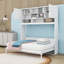 Grand lit escamotable mural en bois avec grand espace de rangement et lattes